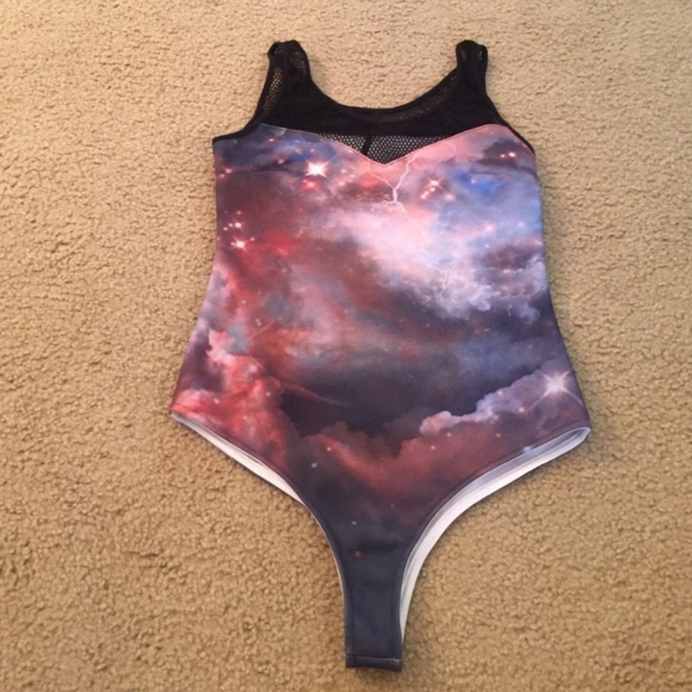 Galaxy print iheartraves bodysuit